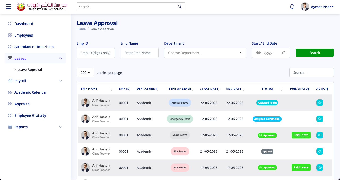 Attendance and timesheet management HRMS portal Qatar