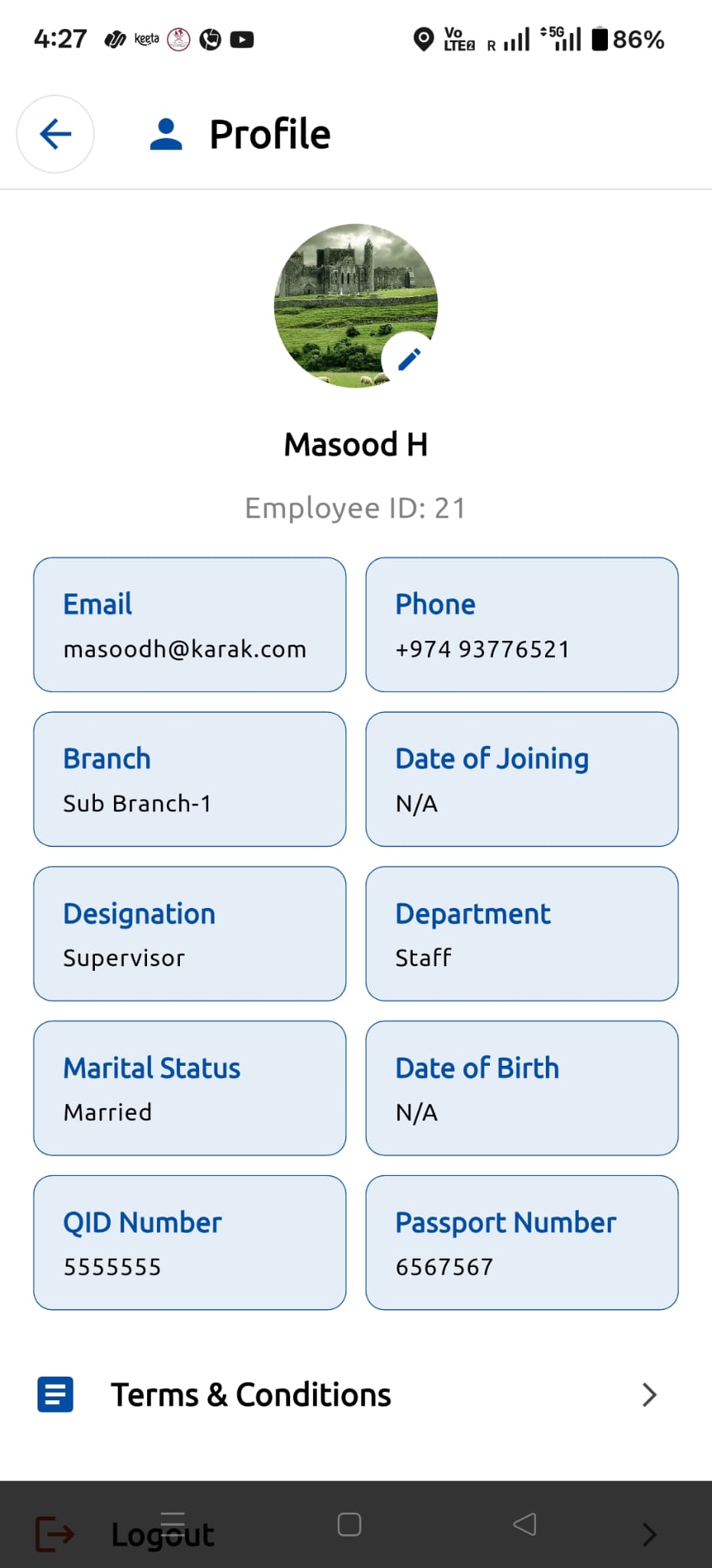 Employee self service HRMS mobile app in Qatar
